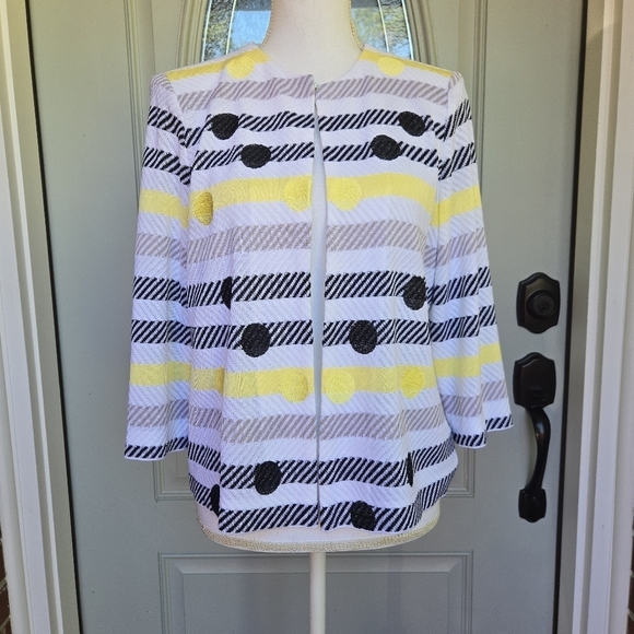 Ming Wang Striped Polka Dot Cardigan - Picture 1 of 6
